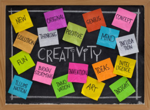 creativity word cloud on blackboard